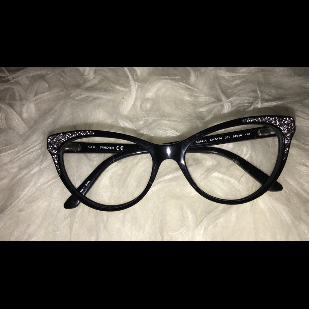 Swarovski black cat eye frame glasses